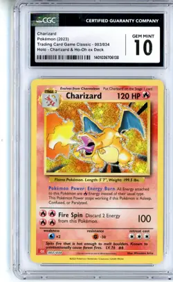 CGC GEM MINT 10 Pokemon TCG Charizard 003/034 Trading Card Game Classic Holo - Image 1