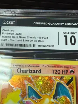 CGC GEM MINT 10 Pokemon TCG Charizard 003/034 Trading Card Game Classic Holo - Image 3
