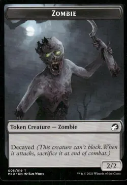 Zombie Token 005/019 Midnight Hunt MTG Magic the Gathering card - Image 1