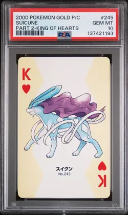 2000 POKEMON GOLD VERSION PART 2 PLAYING CARDS KING OF HEARTS SUICUNE PSA 10 - Image 1