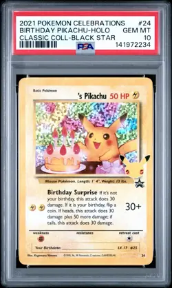PSA 10 Pokemon Birthday Pikachu 24 Celebrations Classic Collection Black Star - Image 1