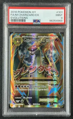 M CHARIZARD EX PSA 9 2016 POKEMON XY EVOLUTIONS #101/108 FA FULL ART 968 - Image 1