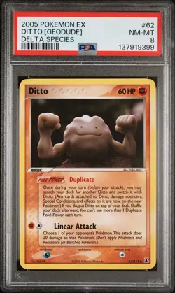 2005 POKEMON EX DELTA SPECIES #62 DITTO [GEODUDE] PSA 8 - Image 1