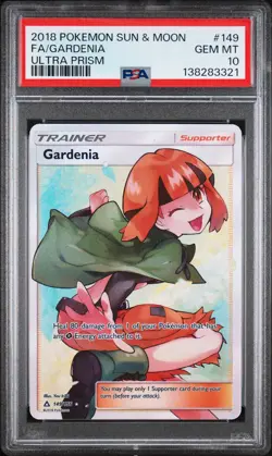 2018 POKEMON SUN & MOON ULTRA PRISM #149 FULL ART/GARDENIA PSA 10 - Image 1