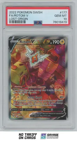 2022 Pokemon Sword & Shield - Lost Origin FA Rotom V PSA 10 #177/196 - Image 1