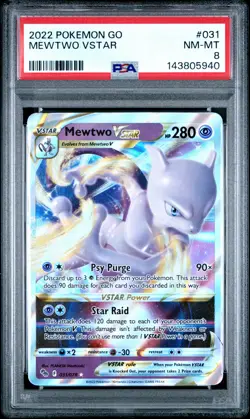 2022 POKEMON GO #031 MEWTWO VSTAR PSA 8 - Image 1