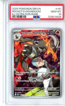 PSA GEM MT 10 Pokemon Team Rocket's Houndoom 191/182 Sv10: Destined Rivals Holo - Image 1