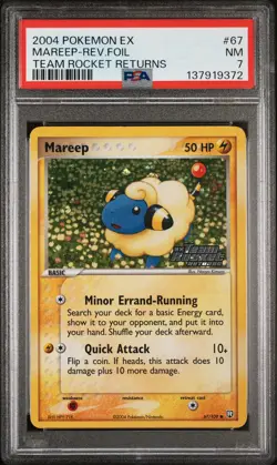 2004 POKEMON EX TEAM ROCKET RETURNS #67 MAREEP-REVERSE FOIL PSA 7 - Image 1