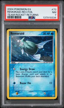 2004 POKEMON EX TEAM ROCKET RETURNS #73 REMORAID-REVERSE FOIL PSA 7 - Image 1
