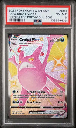 2021 POKEMON SWSH BLACK STAR PROMO #099 FULL ART/CROBAT VMAX PSA 8 - Image 1