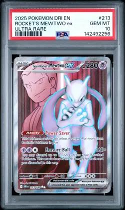 2025 POKEMON DRI EN-DESTINED RIVALS ULTRA RARE TEAM ROCKET'S MEWTWO EX PSA 10 - Image 1