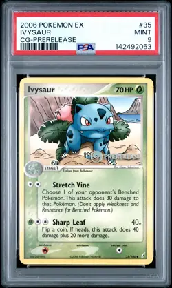 2006 POKEMON EX CRYSTAL GUARDIANS PRERELEASE #35 IVYSAUR PSA 9 - Image 1
