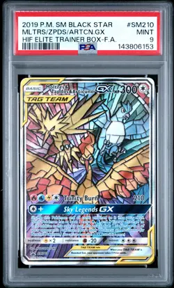 2019 POKEMON SM BLACK STAR PROMO FULL ART/MOLTRES & ZAPDOS & ARTICUNO GX PSA 9 - Image 1