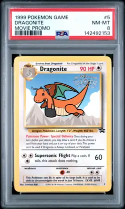 1999 POKEMON GAME MOVIE PROMO #5 DRAGONITE PSA 8 - Image 1