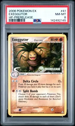 2006 POKEMON EX HOLON PHANTOMS PRERELEASE #41 EXEGGUTOR PSA 8 - Image 1