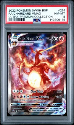2022 POKEMON SWSH BLACK STAR PROMO #261 FULL ART/CHARIZARD VMAX PSA 8 - Image 1