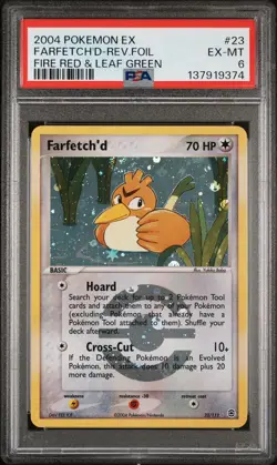 2004 POKEMON EX FIRE RED & LEAF GREEN #23 FARFETCH'D-REVERSE FOIL PSA 6 - Image 1