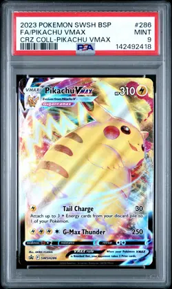2023 POKEMON SWSH BLACK STAR PROMO #286 FULL ART/PIKACHU VMAX PSA 9 - Image 1