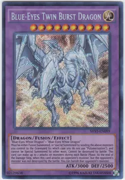 Yugioh! LP Blue-Eyes Twin Burst Dragon - SHVI-EN099 - Secret Rare - Unlimited Ed - Image 1