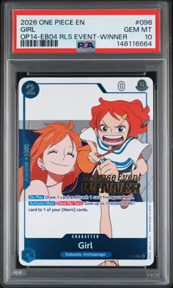 2026 ONE PIECE PROMOS THE AZURE SEA'S SEVEN RELEASE EVENT-WINNER GIRL PSA 10 - Image 1