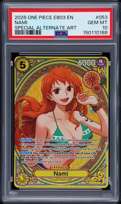 2026 ONE PIECE EB03-EXTRA BOOSTER SPECIAL ALTERNATE ART SP #053 NAMI PSA 10 - Image 1