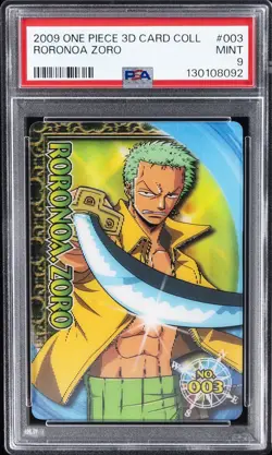 2009 ENSKY ONE PIECE 3D CARD COLLECTION #003 RORONOA ZORO PSA 9 - Image 1