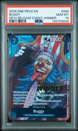 2025 ONE PIECE PROMOS ROYAL BLOOD RELEASE EVENT-WINNER #084 BUGGY PSA 10 - Image 1