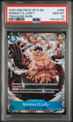 2025 ONE PIECE OP13-CARRYING ON HIS WILL TREASURE RARE MONKEY D. LUFFY PSA 10 - Image 1