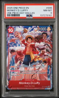 2025 ONE PIECE PROMOS ONE PIECE DAY DALLAS #006 MONKEY D. LUFFY PSA 8 - Image 1