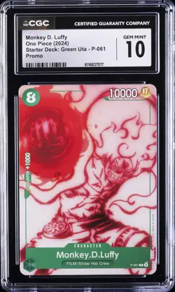 2024 ONE PIECE STARTER DECK GREEN PROMO #P-061 MONKEY D. LUFFY CGC 10 - Image 1
