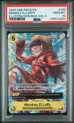 2025 ONE PIECE PROMOS ILLUSTRATION BOX VOL.3 #109 MONKEY D. LUFFY PSA 10 - Image 1