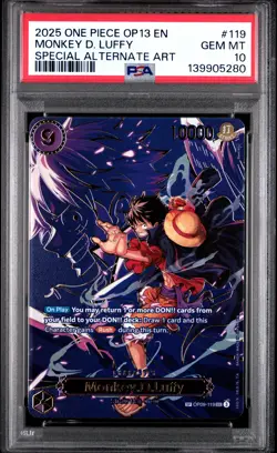 2025 ONE PIECE CARRYING ON HIS WILL SPECIAL ALT ART #119 MONKEY D. LUFFY PSA 10 - Image 1