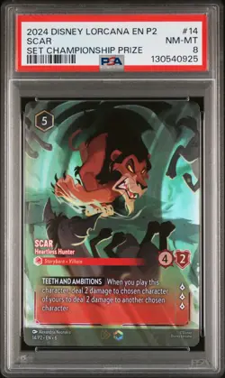 2024 DISNEY LORCANA EN P2-PROMO #14 SCAR - HEARTLESS HUNTER PSA 8 - Image 1