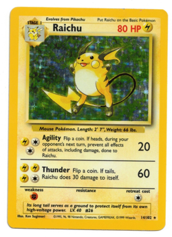 Pokemon Card: Raichu HOLO 14/102 Base Set Vintage Rare! EX - Image 1