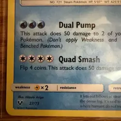 Pokemon TCG Shining Volcanion Shining Legends Holo Card 27/73 NM-M Condition - Image 5