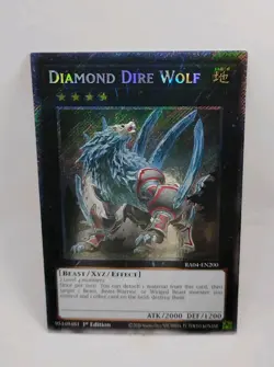 YU-GI-OH! Diamond Dire Wolf. RA04-EN200. 1st Ed. Platinum Secret Rare Card. TCG - Image 1