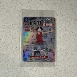 Bandai One Piece CCG Monkey D. Luffy US Voyage Full Art Foil Card 145/01215 - Image 1