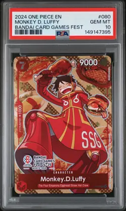 2024 ONE PIECE PROMOS BANDAI CARD GAMES FEST #080 MONKEY D. LUFFY PSA 10 - Image 1