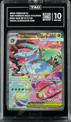 2025 Pokemon Mega Evolution Base Set MEGA VENUSAUR ex SIR Card #177/132 TAG 10 - Image 1