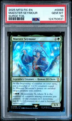 2025 MTG FINAL FANTASY COMMANDER SURGE FOIL #0068 MAESTER SEYMOUR PSA 10 - Image 1