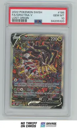 2022 Pokemon Sword & Shield Lost Origin Full Art Giratina V PSA 10 #186/196 - Image 1