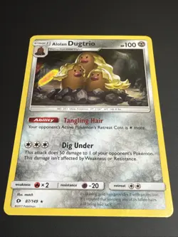 Pokemon TCG Alolan Dugtrio Sun & Moon Base Set 87/149 Holo Holo Rare NM - Image 2