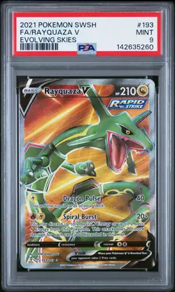 2021 POKEMON SWORD & SHIELD EVOLVING SKIES #193 FULL ART/RAYQUAZA V PSA 9 - Image 1