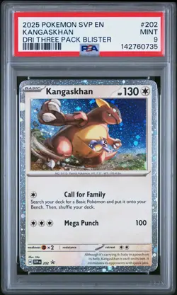2025 POKEMON SVP PROMO DESTINED RIVALS THREE PACK BLISTER #202 KANGASKHAN PSA 9 - Image 1