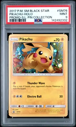 2017 POKEMON SM PROMO SHINING LEGENDS PIN COLLECTION PIKACHU-HOLO PSA 9 - Image 1