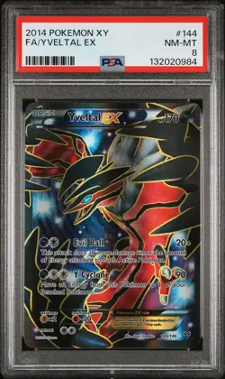 2014 POKEMON XY #144 FULL ART/YVELTAL EX PSA 8 - Image 1