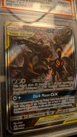 2020 Pokemon TCG Umbreon & Darkrai GX SM241 Tag Team Black Star Promo PSA 9 Mint - Image 3
