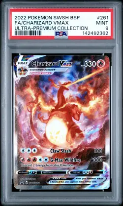 2022 POKEMON SWSH BLACK STAR PROMO #261 FULL ART/CHARIZARD VMAX PSA 9 - Image 1