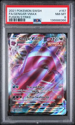 2021 POKEMON SWORD & SHIELD FUSION STRIKE #157 FULL ART/GENGAR VMAX PSA 8 - Image 1