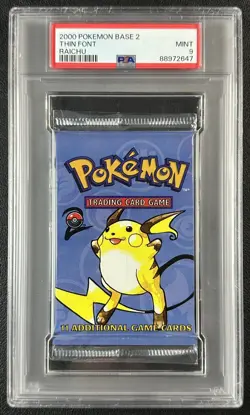 RAICHU PSA 9 2000 POKEMON BASE 2 THIN FONT SEALED PACK 647 - Image 1